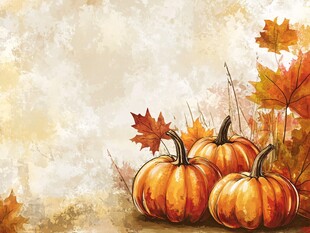 秋日南瓜与枫叶背景图