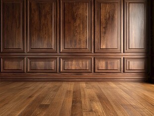 木质墙面与地板室内空间