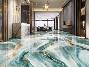 奢华客厅的梦幻大理石地面