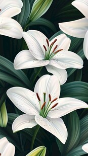 纯白百合花卉图案设计