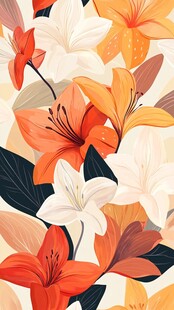 多彩百合花图案背景