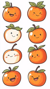可爱表情的卡通橘子形象