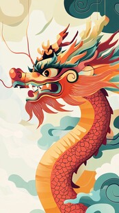 中国风祥龙遨游云海图