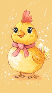 可爱小鸡戴粉蝴蝶结