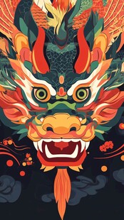 中式龙图腾艺术插画