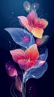 梦幻透明花卉插画