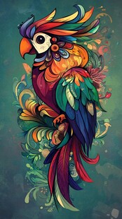 彩色鹦鹉插画 绚丽羽毛风
