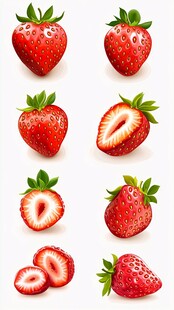 多样草莓形态插画素材