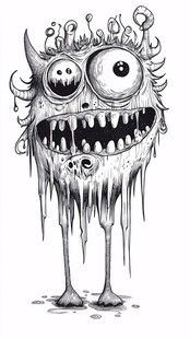 搞怪独眼多眼怪物插画