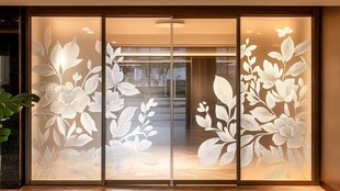 花卉图案玻璃门装饰艺术