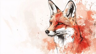 水彩绘就的灵动红狐
