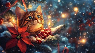 圣诞猫咪的温馨梦幻时刻