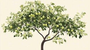 硕果累累的青苹果树