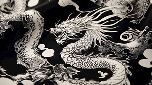 龙纹图案布料特写