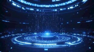 未来科技感的蓝色虚拟场景