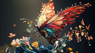 梦幻彩蝶伴繁花飞舞