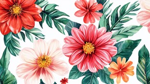 水彩花卉植物图案设计