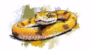 金黄花纹蛇插画