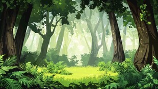 梦幻森林晨光中的自然美景