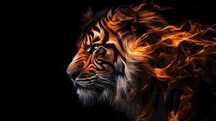 火焰环绕的威猛老虎头像