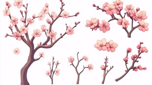 粉色烂漫樱花枝干素材