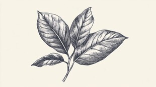 手绘咖啡树叶图案