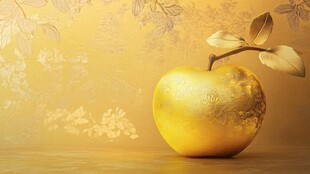 金色苹果静物图