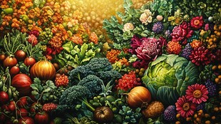 缤纷菜园的多彩丰收景象