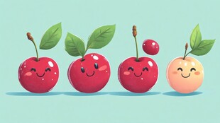 可爱樱桃与桃子的欢乐派对