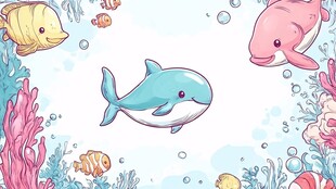 可爱海底动物的欢乐世界