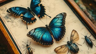 蓝蝶标本与昆虫展示