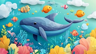 梦幻海底世界 鲸鱼与群鱼