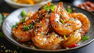 香辣诱人的美味烤虾