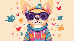 时尚萌犬的多彩梦幻世界