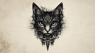 神秘图腾风格黑猫头像