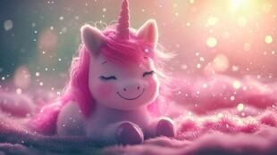 梦幻粉色独角兽毛绒玩具