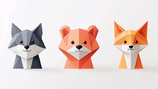 可爱折纸动物三兄弟