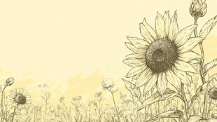 手绘向日葵田园风光图