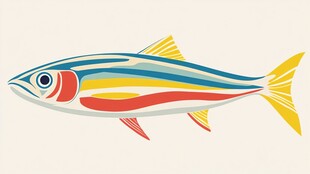 彩色条纹鱼插画