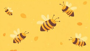 飞舞的可爱蜜蜂插画