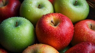 多彩鲜润的苹果堆叠