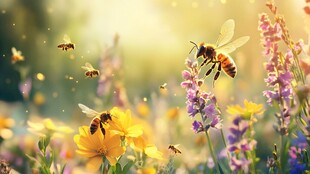 蜂舞花丛间的美妙瞬间