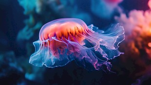 梦幻水母在深海优雅游动