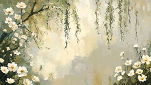 春日繁花垂柳诗意景致