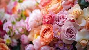 多彩玫瑰绽放浪漫之美