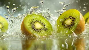 猕猴桃入水溅起晶莹水花