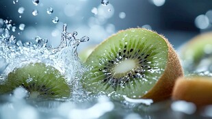 猕猴桃入水溅起晶莹水花