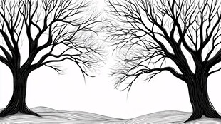 冬日枯树黑白简约风景