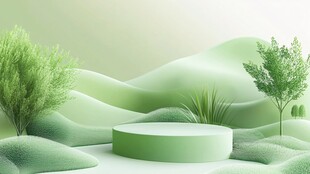 清新绿意中的圆形展示台