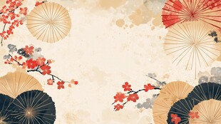日式和风伞花背景图